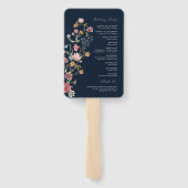 Hochzeitsprogramm für Navy Blue Wildblumen Handfan Fächer (Rückseite)