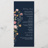 Hochzeitsprogramm für Navy Blue Wildblumen Programm (Rückseite)