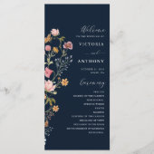 Hochzeitsprogramm für Navy Blue Wildblumen Programm (Vorderseite)