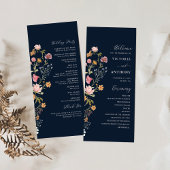 Hochzeitsprogramm für Navy Blue Wildblumen Programm