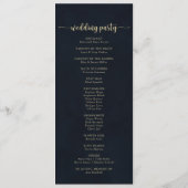 Hochzeitsprogramm für Navy Blush Floral Gold Programm (Rückseite)