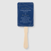 Hochzeitsprogramm für Navy Gold Geometric Fächer (Vorderseite)