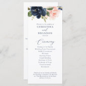 Hochzeitsprogramm für Navy und Blush Pink Menükarte (Vorne/Hinten)