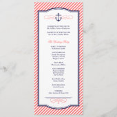 Hochzeitsprogramm für Navy und Korallen Programm (Rückseite)