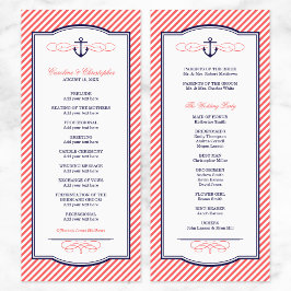 Hochzeitsprogramm für Navy und Korallen Programm