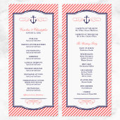 Hochzeitsprogramm für Navy und Korallen Programm