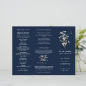 Hochzeitsprogramm für Navy Wildblume Meadow Garden (Stehend Vorderseite)