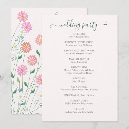 Hochzeitsprogramm für niedliche Länder Programm (Vorne/Hinten)