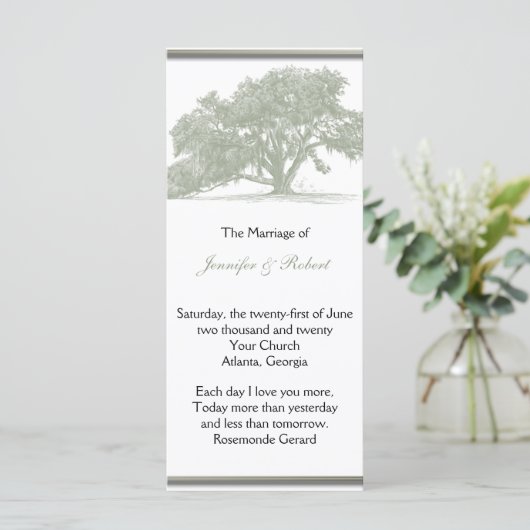 Hochzeitsprogramm für Oak Tree Plantation Programm (Stehend Vorderseite)