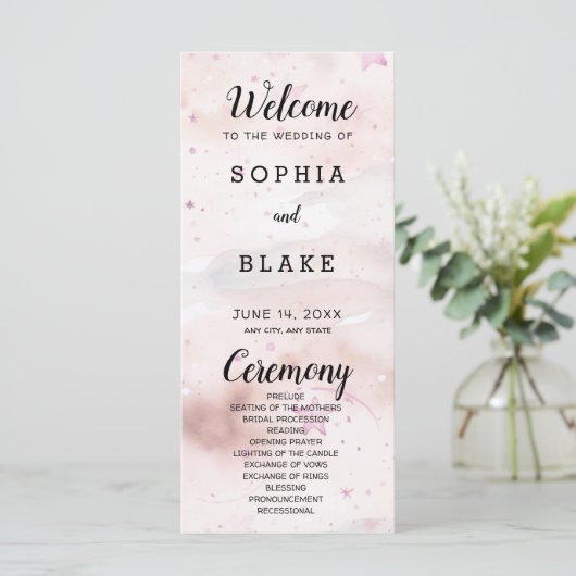 Hochzeitsprogramm für "Off White", "Blush" und "Li (Stehend Vorderseite)