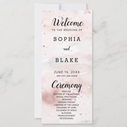 Hochzeitsprogramm für "Off White", "Blush" und "Li (Vorderseite)