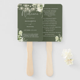 Hochzeitsprogramm für Olive Green Floral String Li Fächer