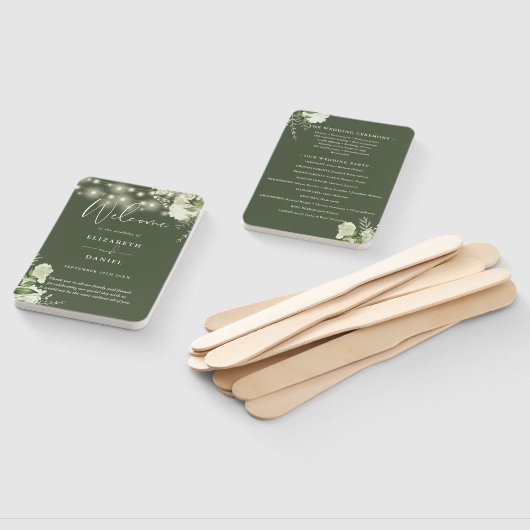 Hochzeitsprogramm für Olive Green Floral String Li Fächer (Non-assembled)