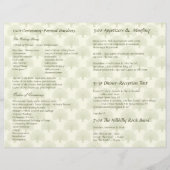 Hochzeitsprogramm für Olivenöl (Rückseite)