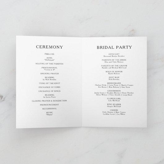 Hochzeitsprogramm für Olivenöle Programm (Innenseite)