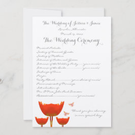 Hochzeitsprogramm für Orange Poppies & Bumble Bees Einladung