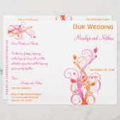 Hochzeitsprogramm für Orangen, Rosa und Weiße Flor (Vorne/Hinten)