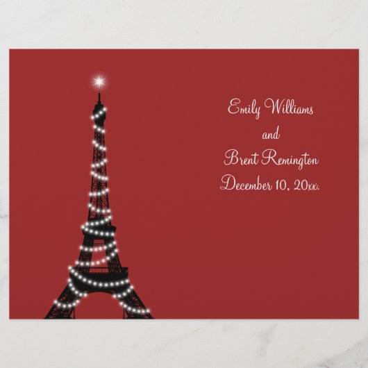 Hochzeitsprogramm für Paris Lights (Vorderseite)