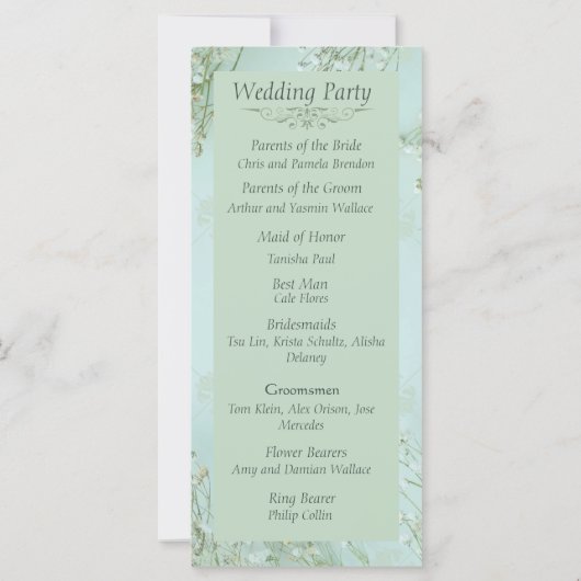 Hochzeitsprogramm für Pastel Aquamarin White Blume (Rückseite)