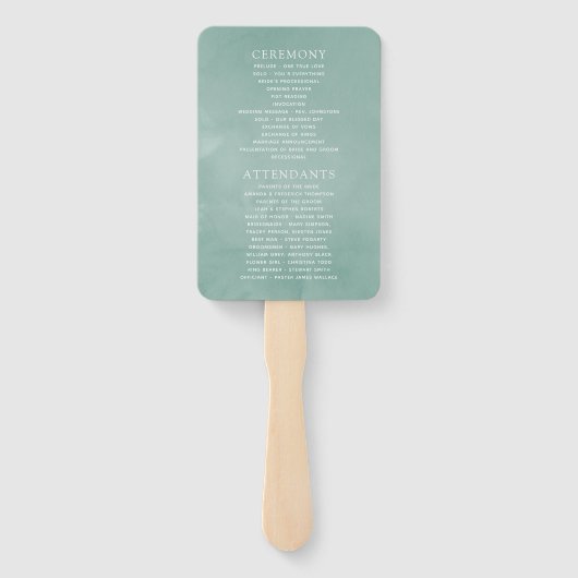 Hochzeitsprogramm für Pastel Blush Greenerity Fächer (Rückseite)
