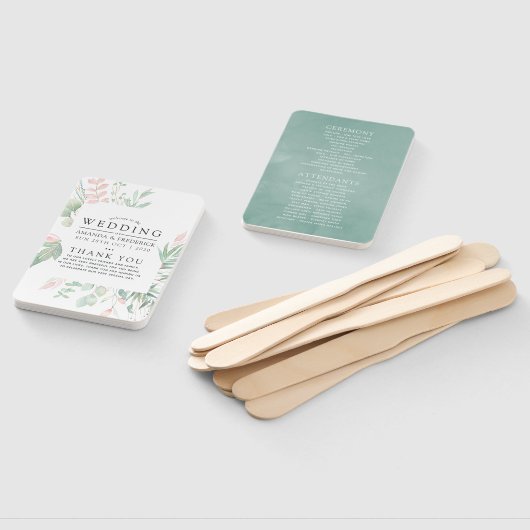 Hochzeitsprogramm für Pastel Blush Greenerity Fächer (Non-assembled)