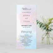 Hochzeitsprogramm für Pastellrosa und Blaue Wasser (Stehend Vorderseite)