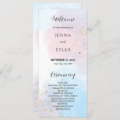 Hochzeitsprogramm für Pastellrosa und Blaue Wasser (Vorne/Hinten)