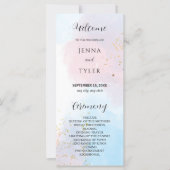 Hochzeitsprogramm für Pastellrosa und Blaue Wasser (Vorderseite)