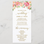 Hochzeitsprogramm für Peach and Pink Peony Blume Programm (Vorderseite)