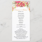 Hochzeitsprogramm für Peach & Coral Floral Programm (Vorderseite)