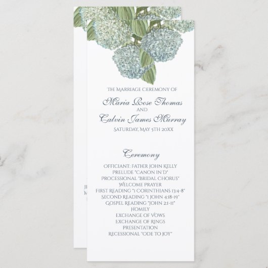 Hochzeitsprogramm für Peonies Programm (Vorne/Hinten)