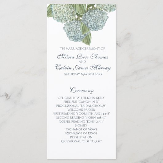 Hochzeitsprogramm für Peonies Programm (Vorderseite)