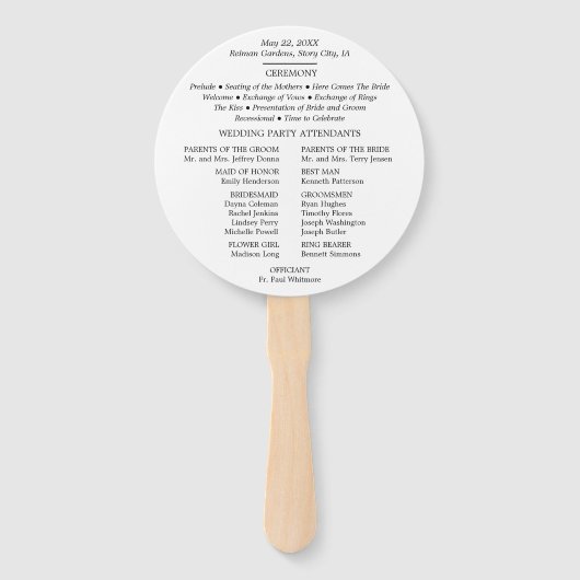 Hochzeitsprogramm für personalisierte Fotos Fächer (Rückseite)