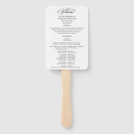 Hochzeitsprogramm für personalisiertes Foto Fächer (Rückseite)