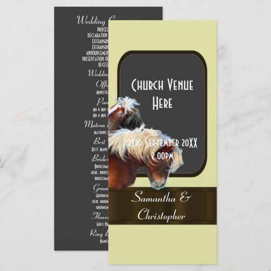 Hochzeitsprogramm für Pferde und Pferde Programm (Vorne/Hinten)