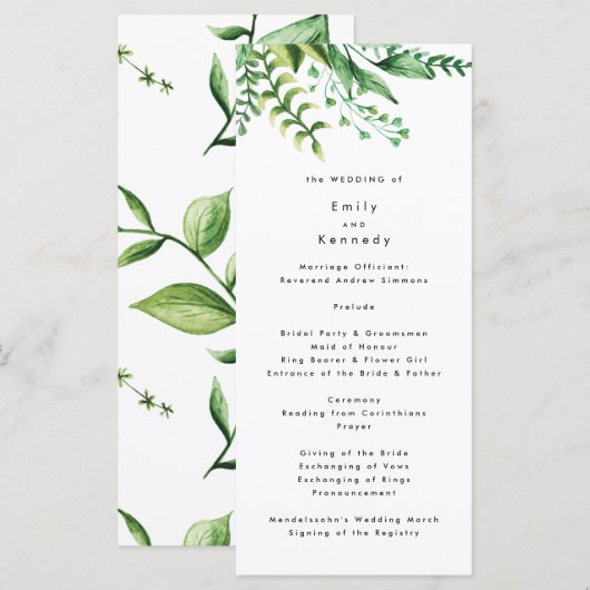 Hochzeitsprogramm für Pflanze im Grünen Programm (Vorne/Hinten)