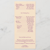 Hochzeitsprogramm für Pflaumen und Champagner Programm (Rückseite)