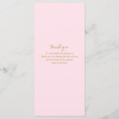 Hochzeitsprogramm für Pink und Gold Twinkle Lights Menükarte (Rückseite)