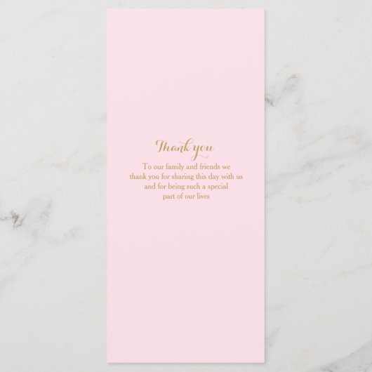 Hochzeitsprogramm für Pink und Gold Twinkle Lights Menükarte (Rückseite)