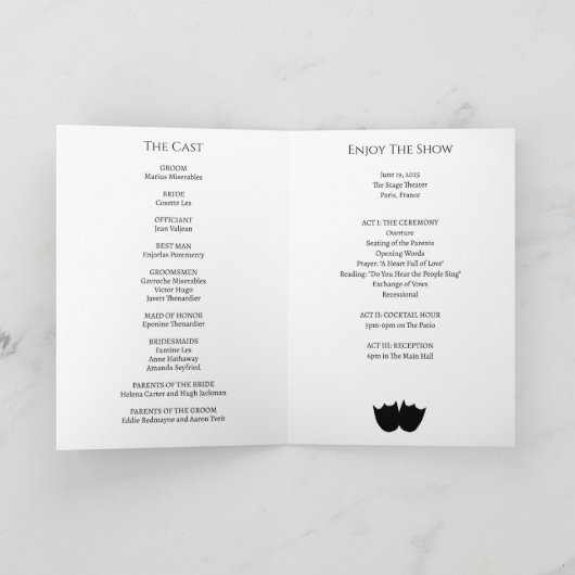 Hochzeitsprogramm für Playbill Programm (Innenseite)