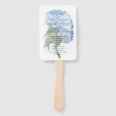 Hochzeitsprogramm für Real Blue Hydrangea-Blume Fächer (Vorderseite)
