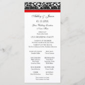 Hochzeitsprogramm für Red Black Damask Programm (Rückseite)