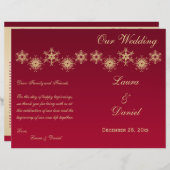 Hochzeitsprogramm für Red, Gold Glitzer Snowflakes (Vorne/Hinten)