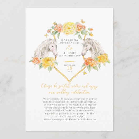 Hochzeitsprogramm für Reittiere Programm (Vorderseite)