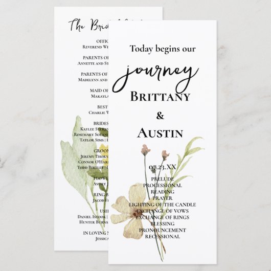 Hochzeitsprogramm für romantische Blume Programm (Vorne/Hinten)