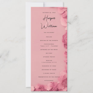 Hochzeitsprogramm für Rosa Blumen Einladung