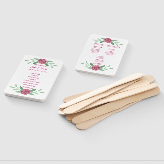Hochzeitsprogramm für Rosa Blumengrün Fächer (Non-assembled)