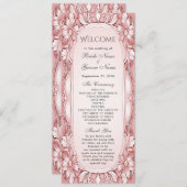 Hochzeitsprogramm für rosa Blumenrahmen Programm (Vorne/Hinten)