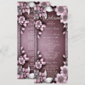 Hochzeitsprogramm für rosa Blumenrahmen Programm (Vorne/Hinten)