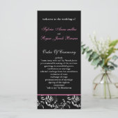 Hochzeitsprogramm für rosa Damast Programm (Stehend Vorderseite)